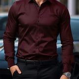 Men's Casual Button Down Shirt – Lightweight Solid Color Long Sleeve Top