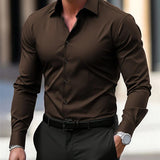 Men's Casual Button Down Shirt – Lightweight Solid Color Long Sleeve Top