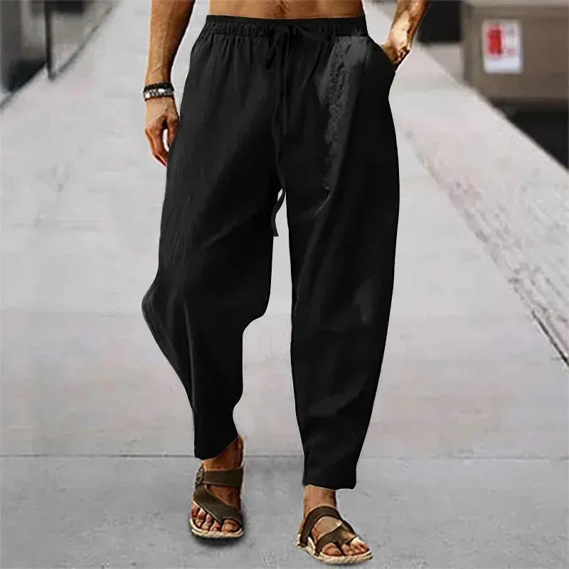 Men's Casual Linen Pants – Breathable Wide-Leg Design for Comfort