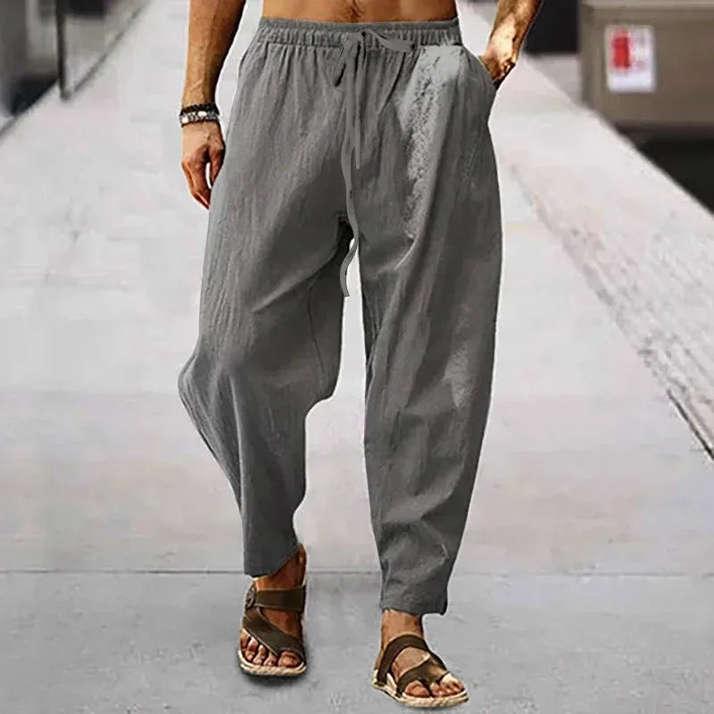 Men's Casual Linen Pants – Breathable Wide-Leg Design for Comfort