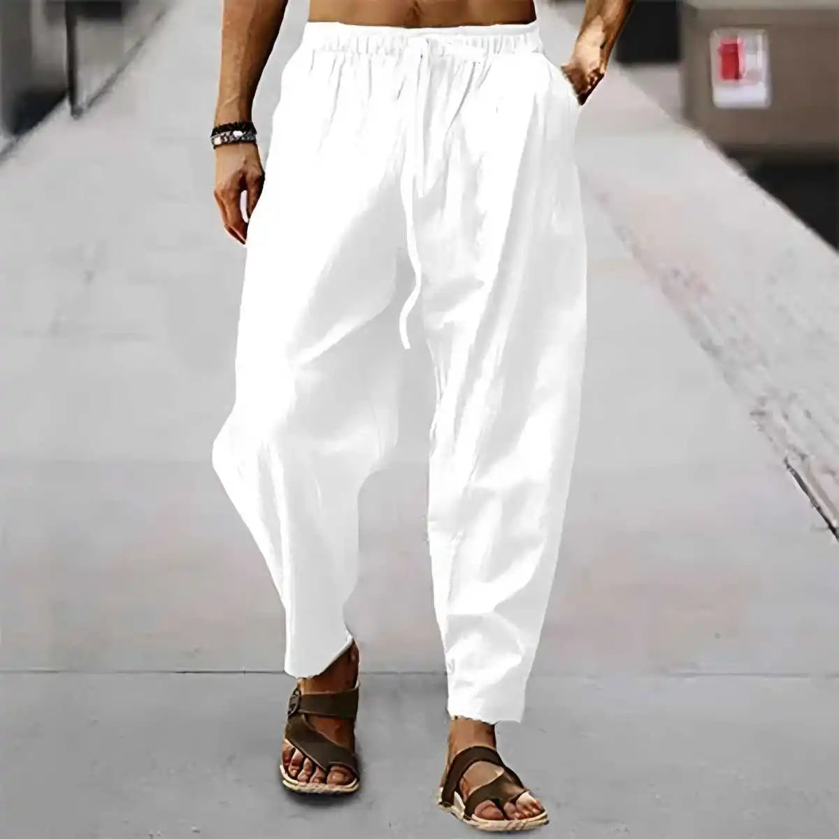 Men's Casual Linen Pants – Breathable Wide-Leg Design for Comfort