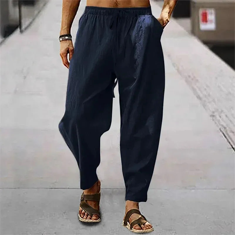 Men's Casual Linen Pants – Breathable Wide-Leg Design for Comfort