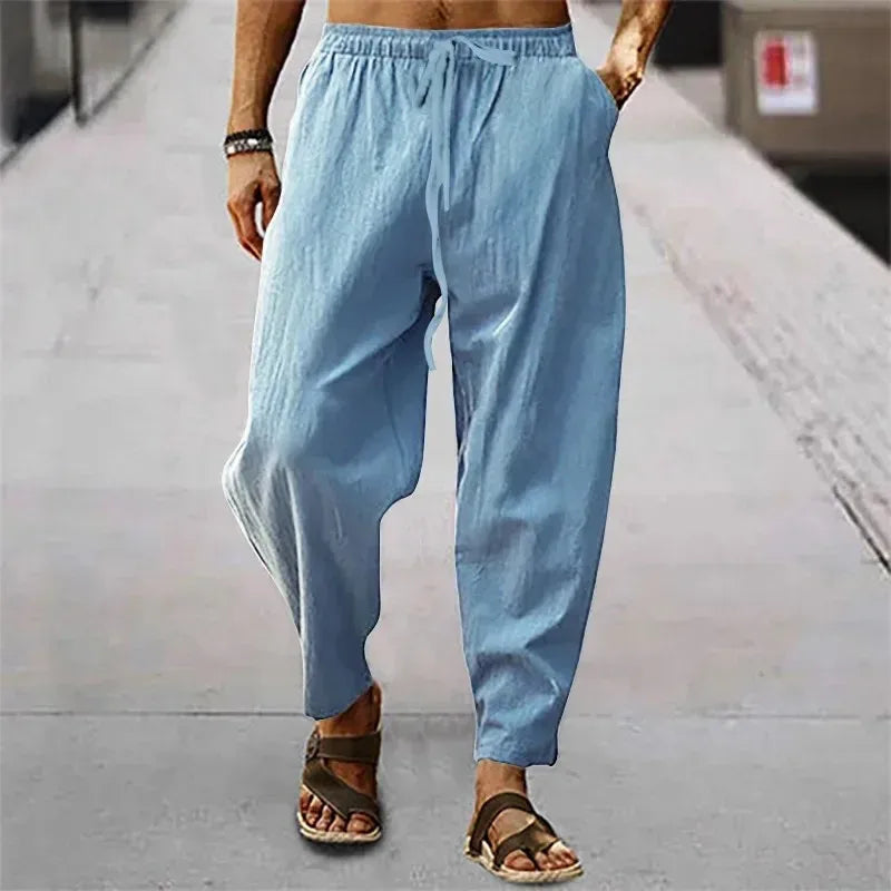 Men's Casual Linen Pants – Breathable Wide-Leg Design for Comfort