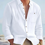 Men's Casual Long Sleeve Shirt – Soft Cotton & Hemp Blend for Autumn Wear