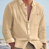 Men's Casual Long Sleeve Shirt – Soft Cotton & Hemp Blend for Autumn Wear