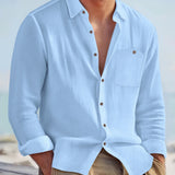 Men's Casual Long Sleeve Shirt – Soft Cotton & Hemp Blend for Autumn Wear
