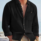 Men's Casual Long Sleeve Shirt – Soft Cotton & Hemp Blend for Autumn Wear