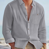 Men's Casual Long Sleeve Shirt – Soft Cotton & Hemp Blend for Autumn Wear