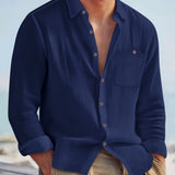 Men's Casual Long Sleeve Shirt – Soft Cotton & Hemp Blend for Autumn Wear