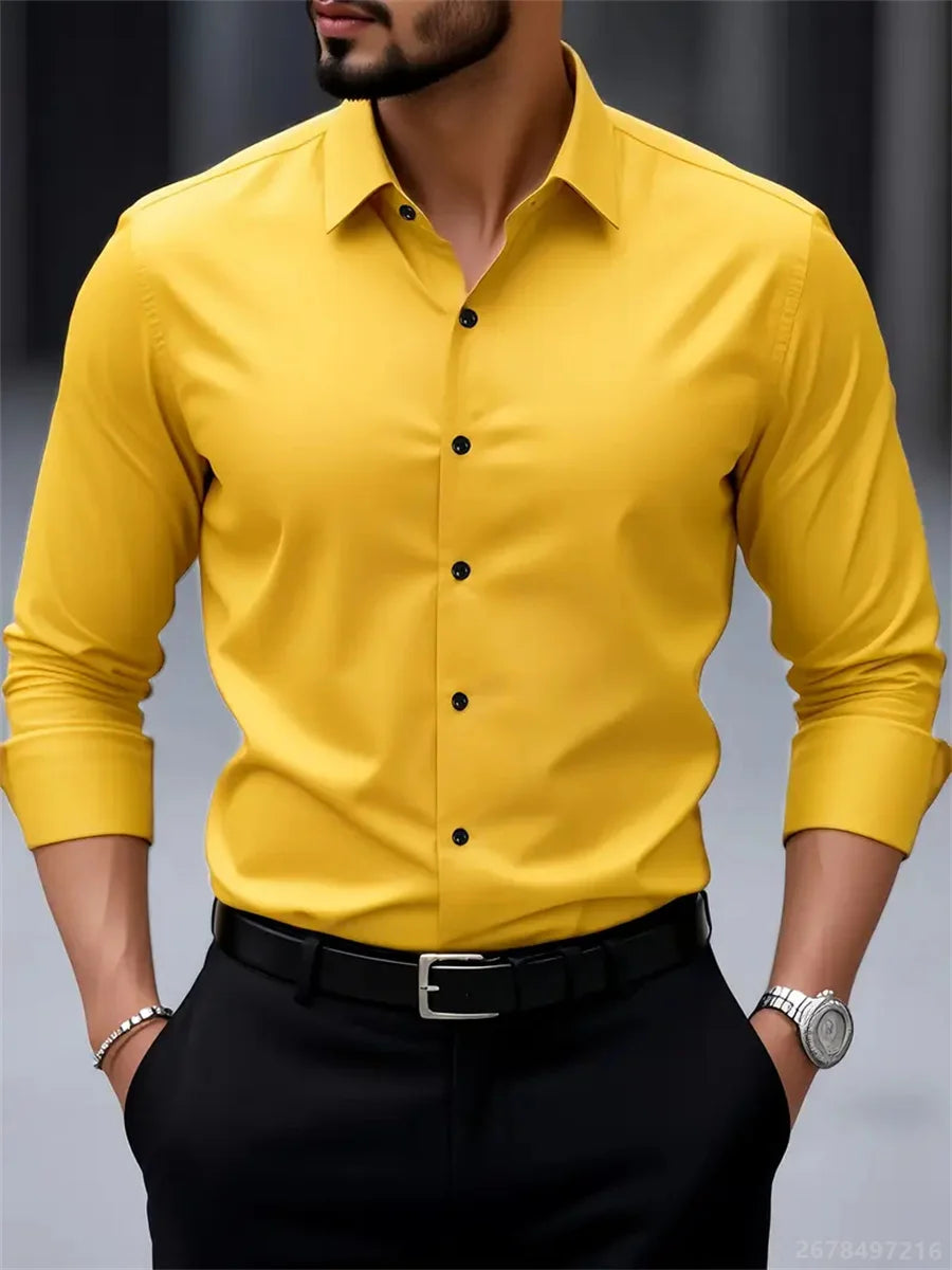 Men's Dress Shirt – Slim Fit Wrinkle-Free Essential for Professional Wear