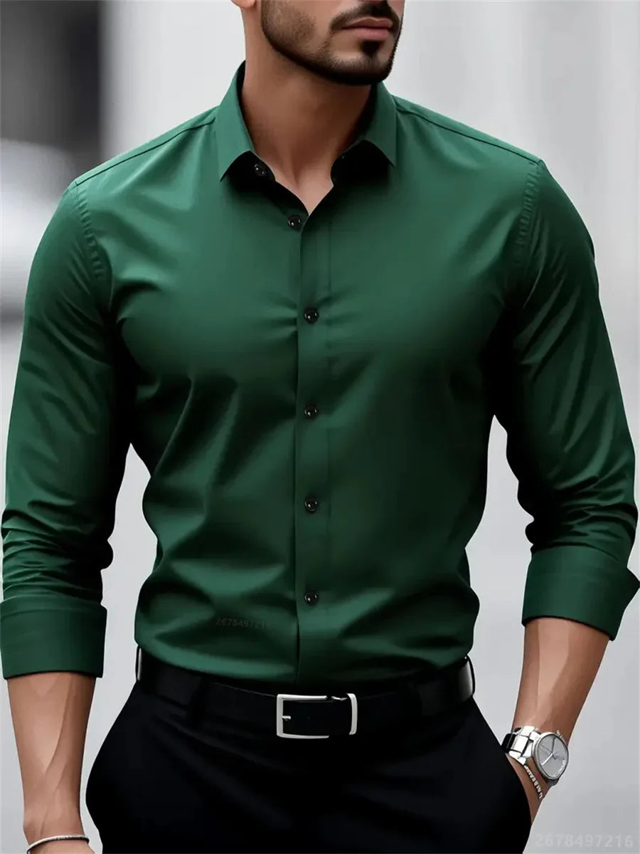 Men's Dress Shirt – Slim Fit Wrinkle-Free Essential for Professional Wear