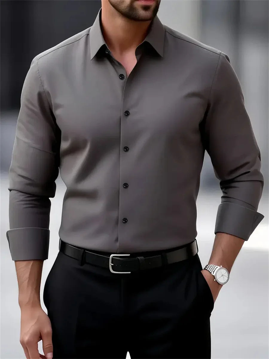 Men's Dress Shirt – Slim Fit Wrinkle-Free Essential for Professional Wear