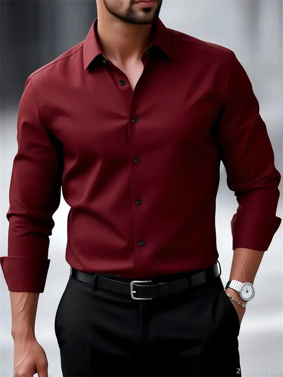 Men's Dress Shirt – Slim Fit Wrinkle-Free Essential for Professional Wear