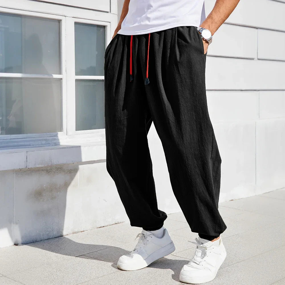 Men's Harem Pants – Cozy Loose Fit Cotton-Linen Trousers
