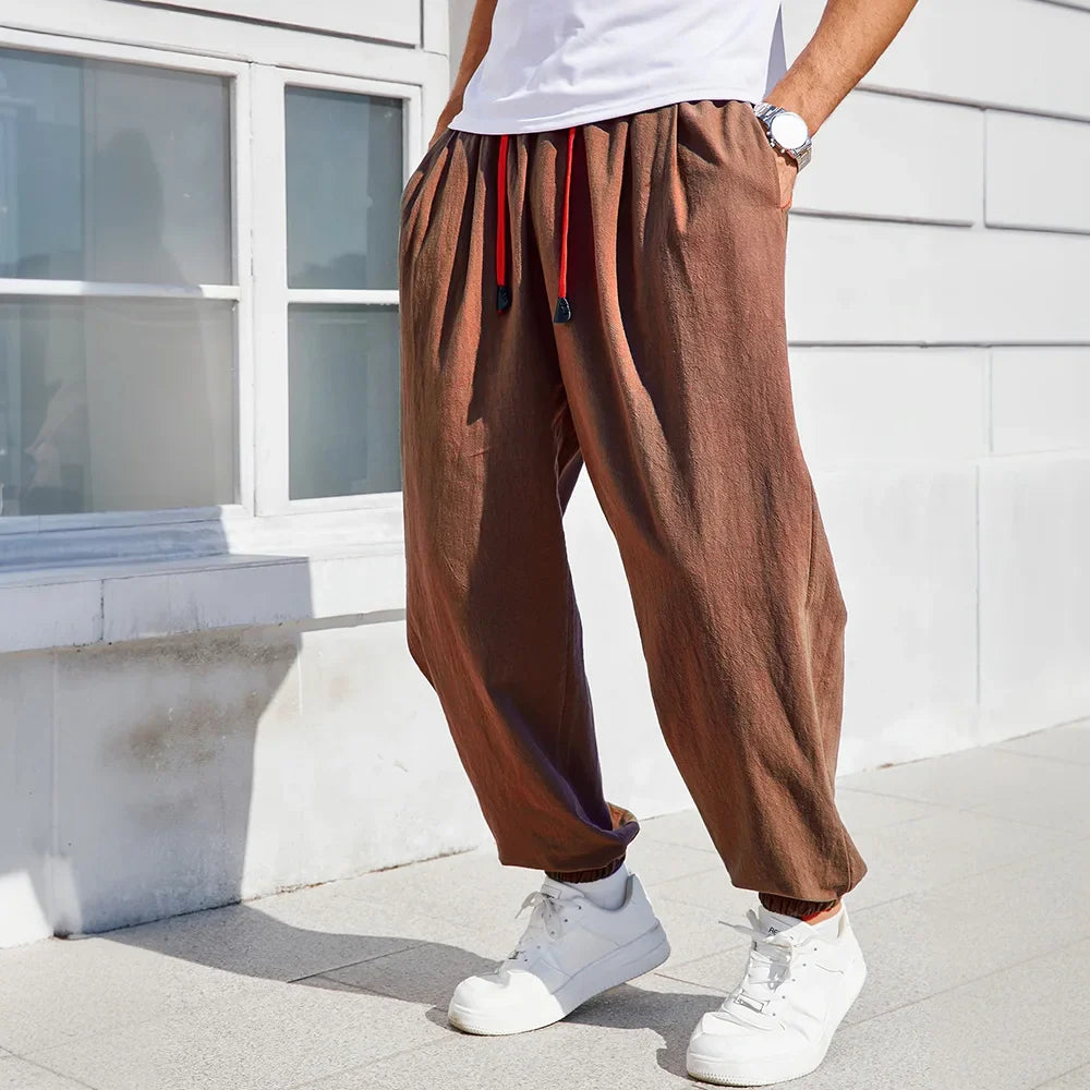 Men's Harem Pants – Cozy Loose Fit Cotton-Linen Trousers
