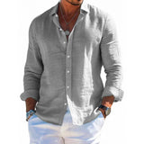 Men's Linen Shirt – Casual Turn Down Collar for Summer Outings