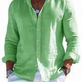 Men's Linen Shirt – Casual Turn Down Collar for Summer Outings