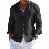 Men's Linen Shirt – Casual Turn Down Collar for Summer Outings