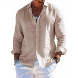Men's Linen Shirt – Casual Turn Down Collar for Summer Outings