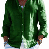 Men's Linen Shirt – Casual Turn Down Collar for Summer Outings