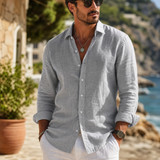 Men's Linen Shirt – Casual Turn Down Collar for Summer Outings
