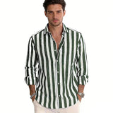 Men's Long Sleeve Stripe Shirt – Stylish Autumn Essential for Casual and Formal Wear