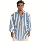 Men's Long Sleeve Stripe Shirt – Stylish Autumn Essential for Casual and Formal Wear