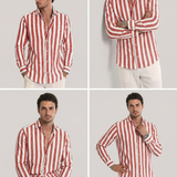 Men's Long Sleeve Stripe Shirt – Stylish Autumn Essential for Casual and Formal Wear
