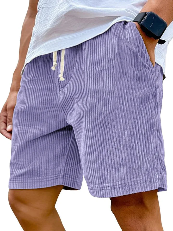 Men's Retro Corduroy Shorts – Vintage High-Waist Knee-Length Summer Style