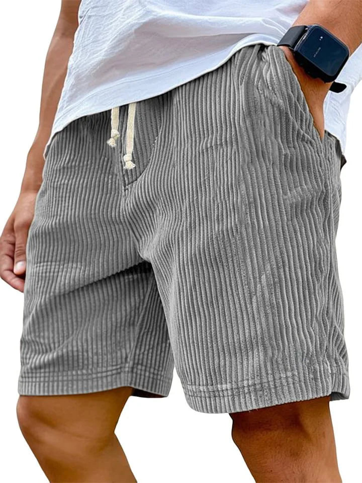 Men's Retro Corduroy Shorts – Vintage High-Waist Knee-Length Summer Style
