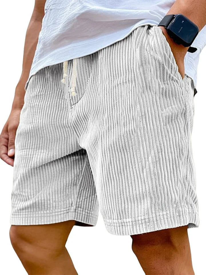 Men's Retro Corduroy Shorts – Vintage High-Waist Knee-Length Summer Style