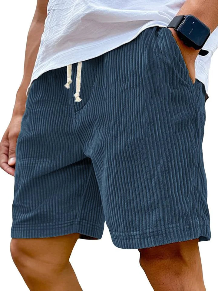Men's Retro Corduroy Shorts – Vintage High-Waist Knee-Length Summer Style