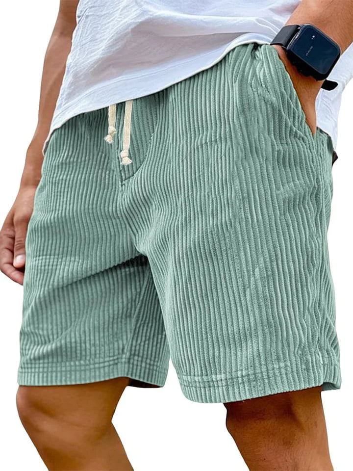 Men's Retro Corduroy Shorts – Vintage High-Waist Knee-Length Summer Style
