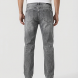 Men's Straight Leg Jeans - Washed Grey Denim - Classic Five-Pocket Style