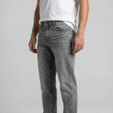 Men's Straight Leg Jeans - Washed Grey Denim - Classic Five-Pocket Style