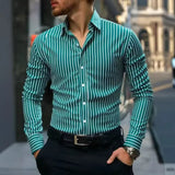 Men's Stripe Shirt – Stylish Long Sleeve Business Casual Top