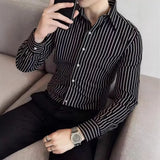 Men's Stripe Shirt – Stylish Long Sleeve Business Casual Top