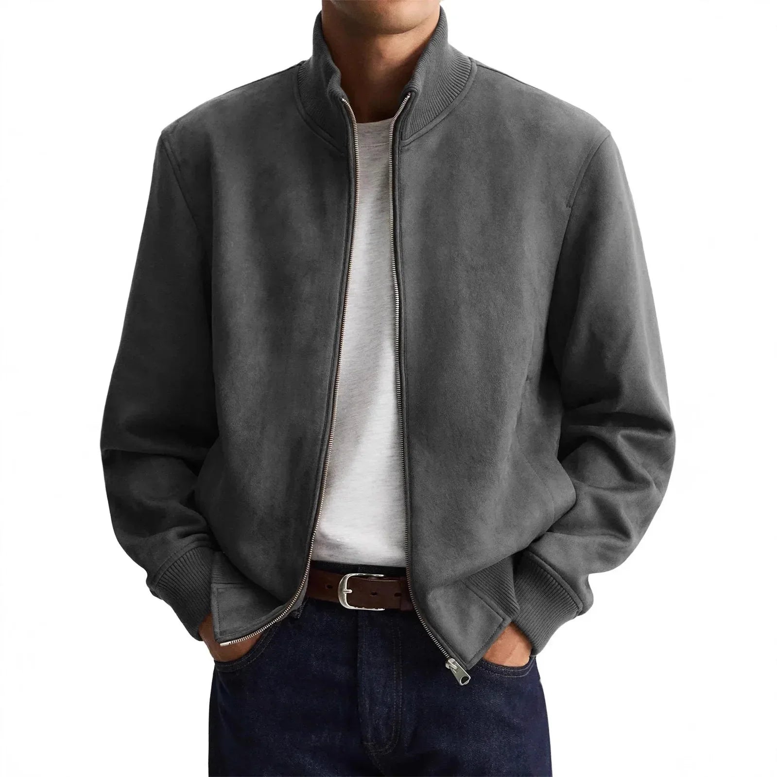 Men's Suede Jacket – Stylish Slim Fit Outerwear for Casual Business Wear