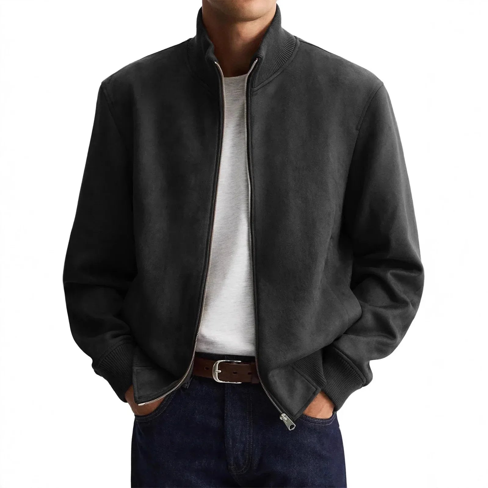 Men's Suede Jacket – Stylish Slim Fit Outerwear for Casual Business Wear