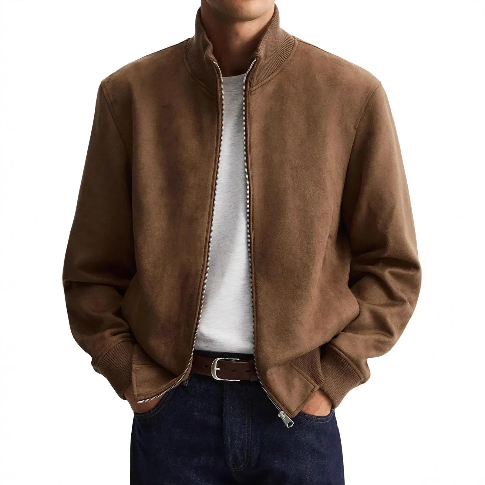 Men's Suede Jacket – Stylish Slim Fit Outerwear for Casual Business Wear