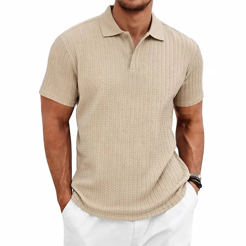 Men's Textured Polo Shirt – Breathable Casual Summer Style