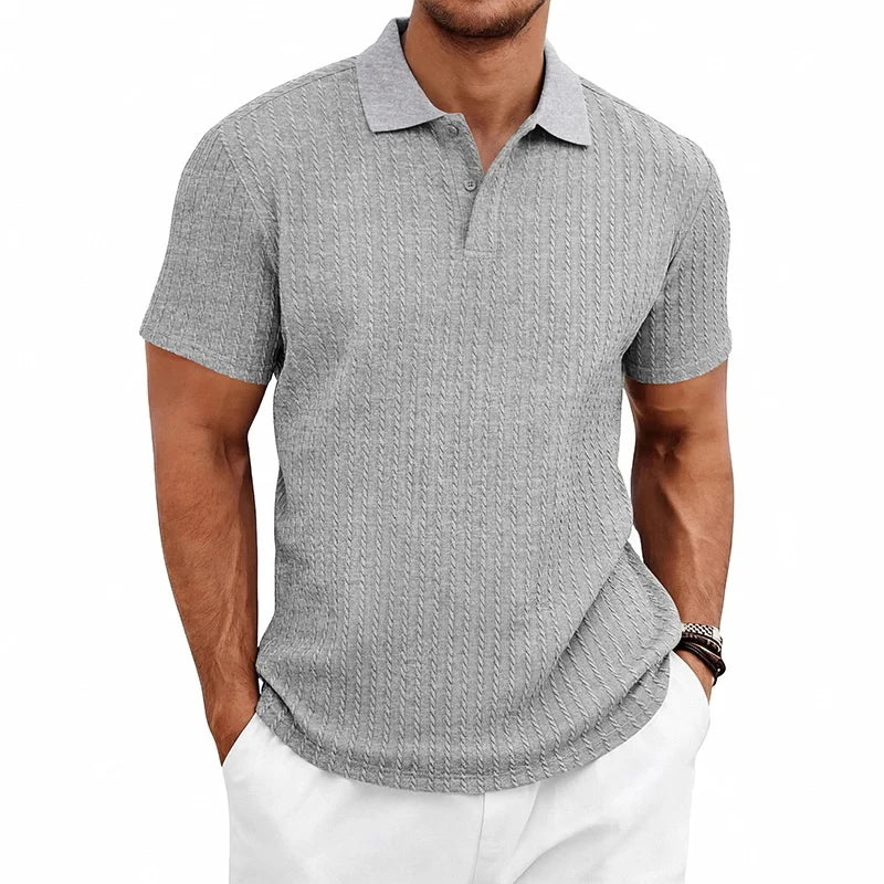 Men's Textured Polo Shirt – Breathable Casual Summer Style