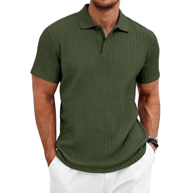 Men's Textured Polo Shirt – Breathable Casual Summer Style