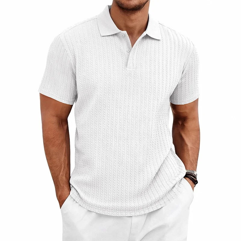 Men's Textured Polo Shirt – Breathable Casual Summer Style