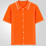 Men's Vintage Knit Polo Shirt – Stylish Breathable Casual Wear