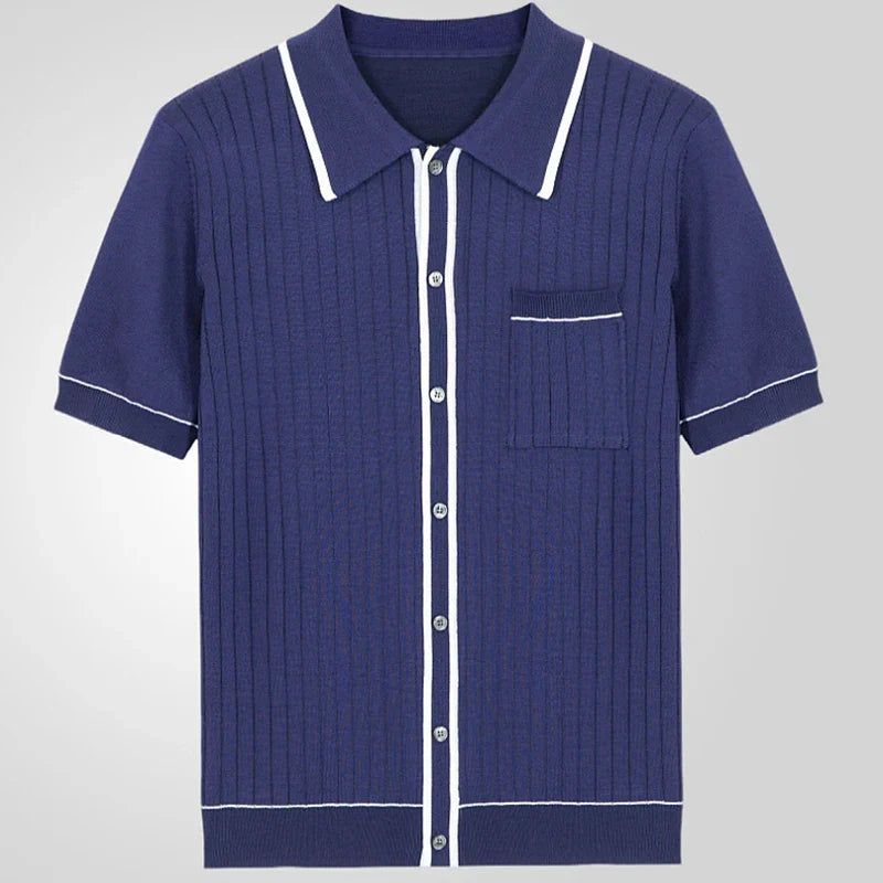 Men's Vintage Knit Polo Shirt – Stylish Breathable Casual Wear
