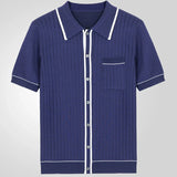 Men's Vintage Knit Polo Shirt – Stylish Breathable Casual Wear