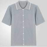 Men's Vintage Knit Polo Shirt – Stylish Breathable Casual Wear
