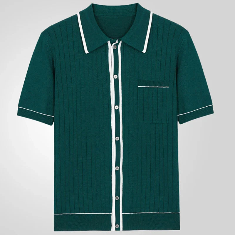 Men's Vintage Knit Polo Shirt – Stylish Breathable Casual Wear