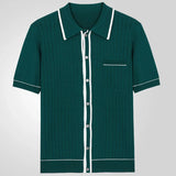Men's Vintage Knit Polo Shirt – Stylish Breathable Casual Wear